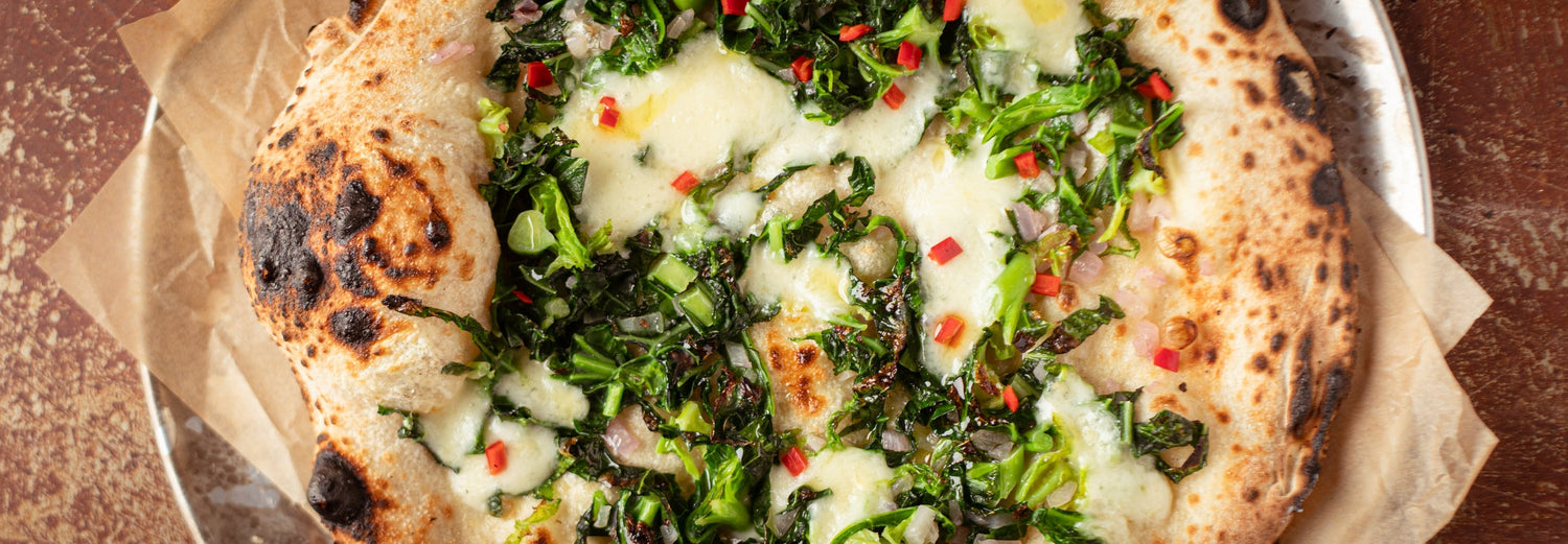 Greens, Chilli & Lemon Oil Pizza recipe poster image