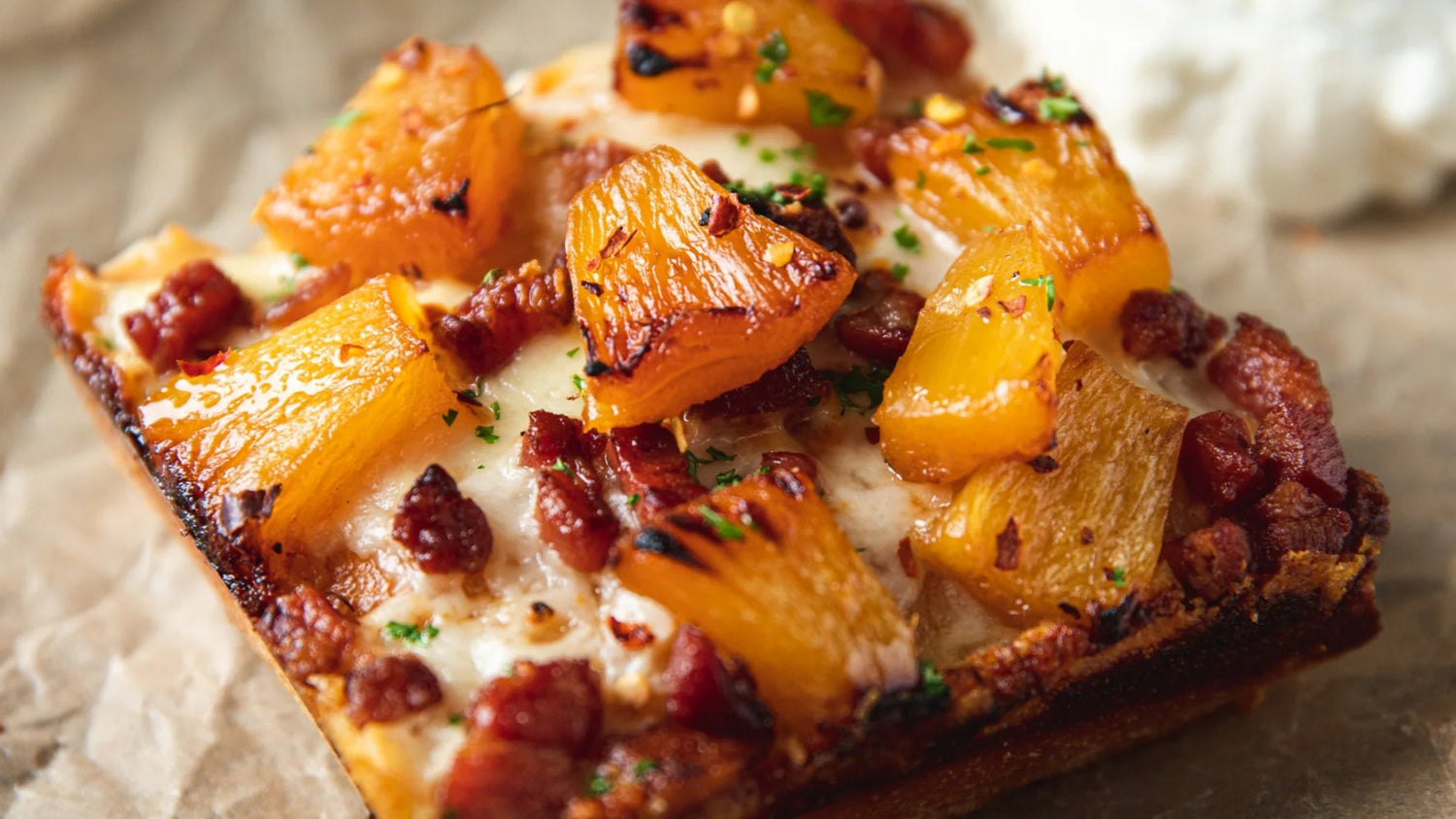 Pineapple & Pancetta Detroit Style Pizza recipe poster image